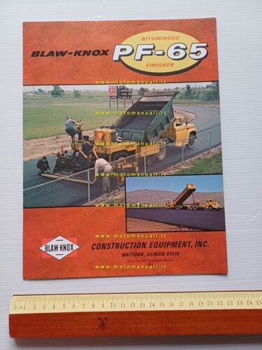 Blaw-Knox PF 65 asfaltatrice 1972 depliant USA originale