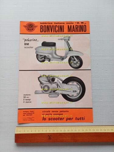 BM Bonvicini scooter Pokerino 50 1964 depliant originale italiano