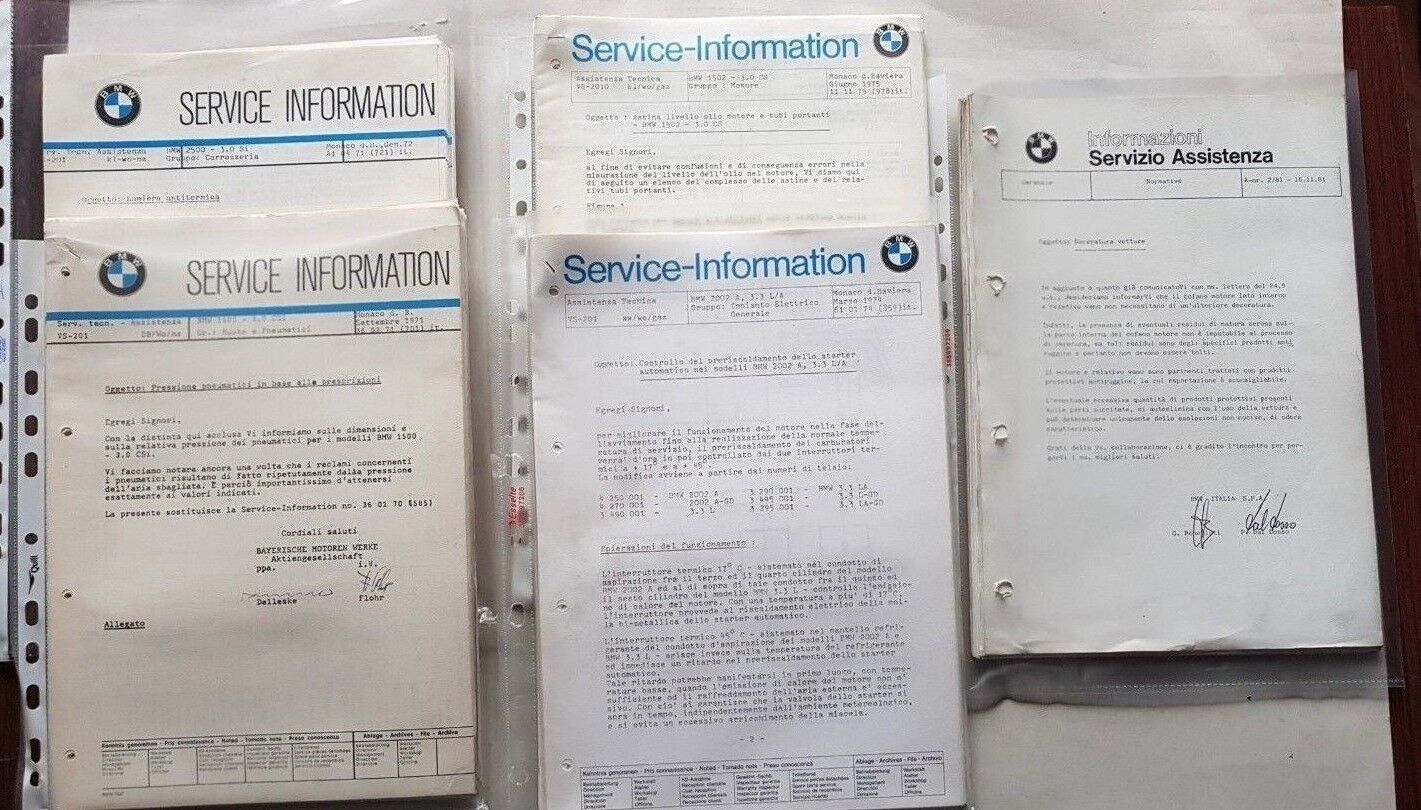 BMW Auto Service Information circolari tecniche originali 1971-2-4-5 e1981