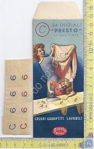 Boccasile - bustina lettere applicabili "Presto" - 24 Iniziali - …