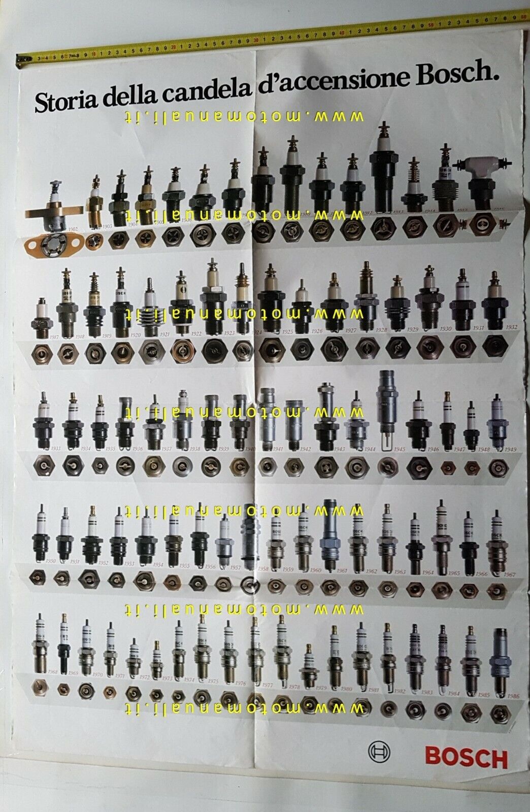 Bosch storia delle candele poster manifesto originale epoca 1986