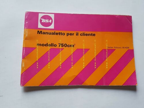 BSA 750 ROCKET 3 1971 manuale uso manutenzione libretto ITALIANO …
