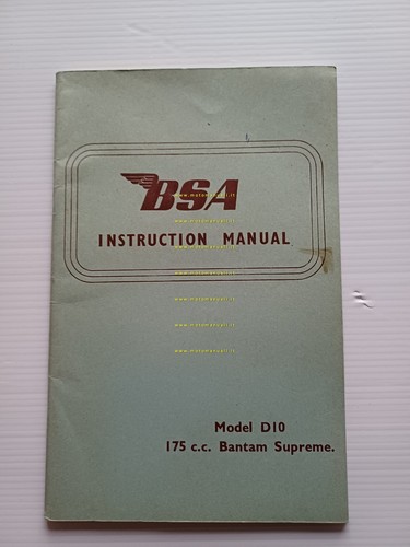 BSA Bantam Supreme 175 D10 1966 manuale uso manutenzione originale …