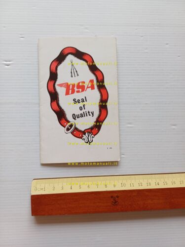 BSA Libretto Garanzia INGLESE anni 50-60 originale nuovo