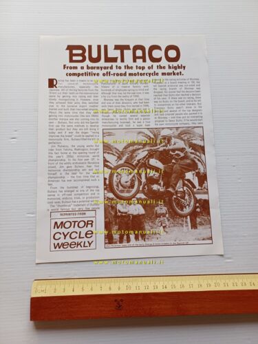 Bultaco 1973 ristampa da Motor Cycle Weekly depliant inglese originale