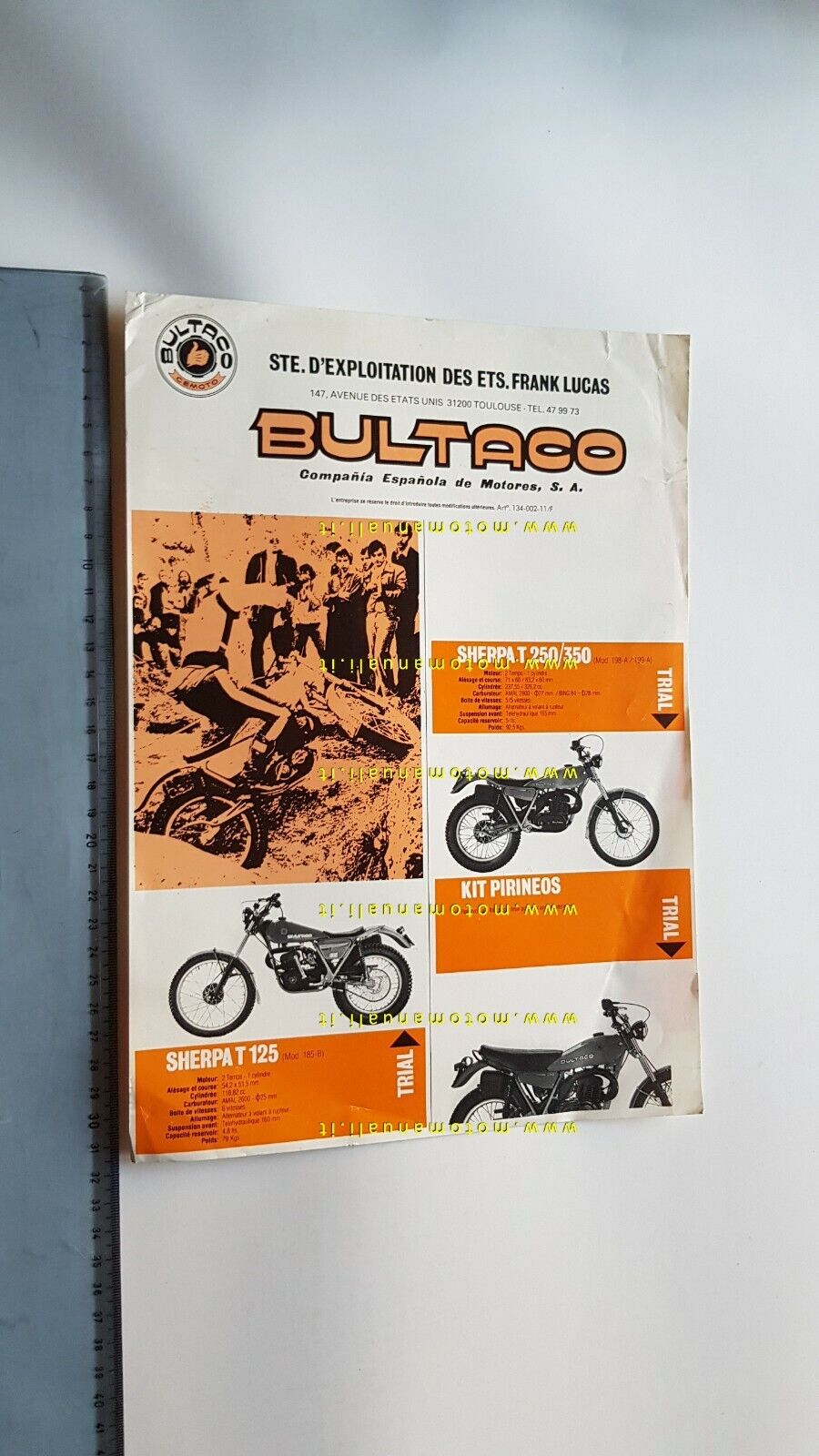 Bultaco produzione modelli 1979 depliant FRANCESE originale brochure