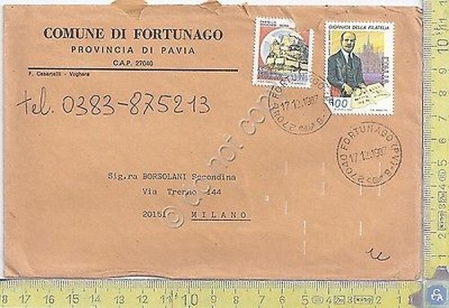 Busta affrancata - Comune di Fortunago - 1987