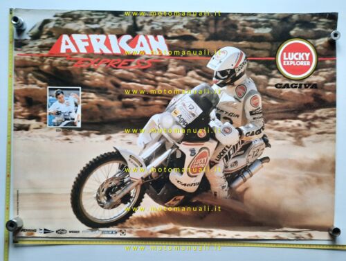 Cagiva Elefant Orioli Dakar 1989 manifesto poster originale