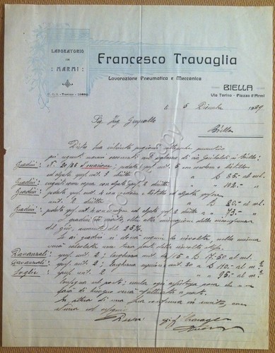 Carta Intestata - Biella - Francesco Travaglia - Marmi - …