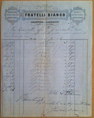 Carta Intestata - Biella - Fratelli Bianco - Confetteria - …