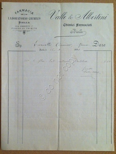 Carta Intestata - Biella - Valle e Albertini - Farmacia …