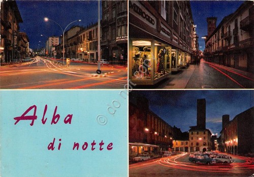 Cartolina - Alba - Vedutine - Notturno - 1973 (Cuneo)