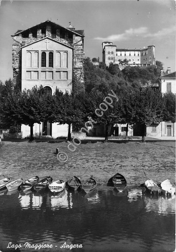 Cartolina - Angera Lago Maggiore scorcio barche 1959