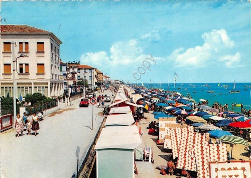 Cartolina - Bellaria - Spiaggia - lungomare - 1964 (Rimini)