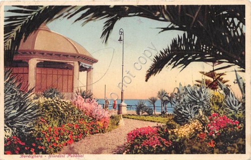 Cartolina - Bordighera - Giardini Pubblici - 1941