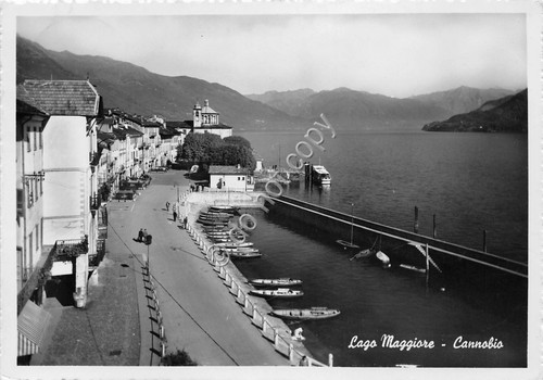 Cartolina - Cannobio Lungolago barche 1954
