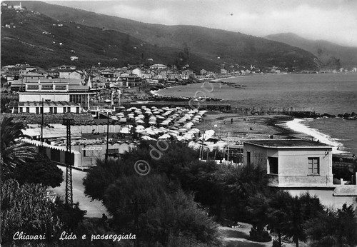Cartolina - Chiavari - Lido e Passeggiata - 1956 (Genova)