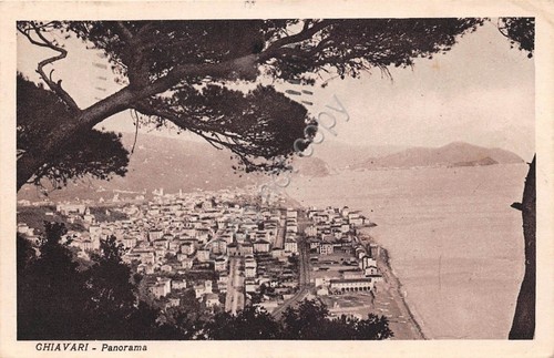 Cartolina - Chiavari - Panorama dall'alto - 1937