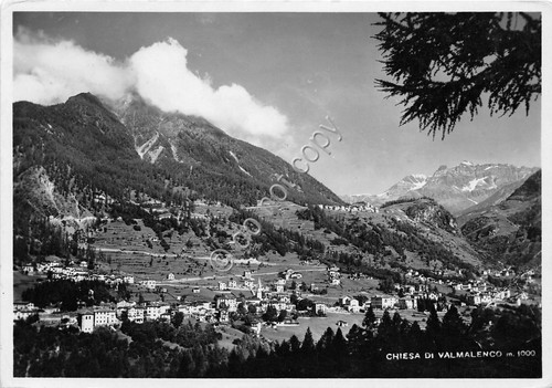 Cartolina - Chiesa in Valmalenco panorama 1952