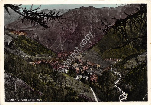 Cartolina - Chiesa in Valmalenco panorama 1956