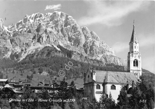 Cartolina - Cortina Chiesa Monte Cristallo 1968