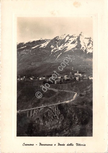 Cartolina - Cremeno Panorama e Ponte della Vittoria 1953