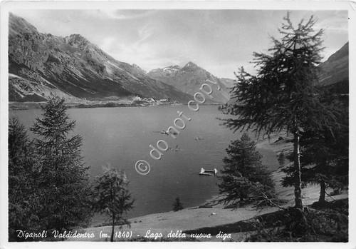 Cartolina - Digapoli Valdidentro lago della nuova diga 1952