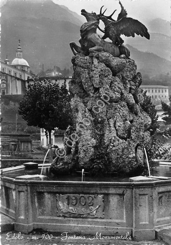 Cartolina - Edolo Fontana Monumentale 1955