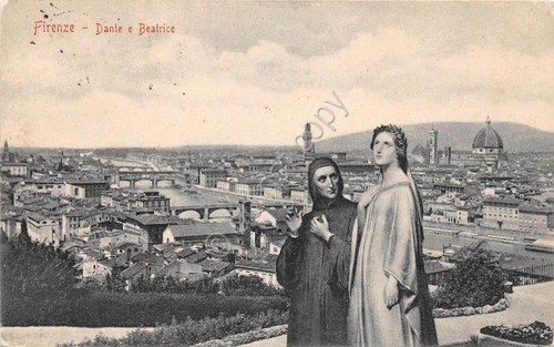 Cartolina - Firenze - Panorama - Dante e Beatrice - …