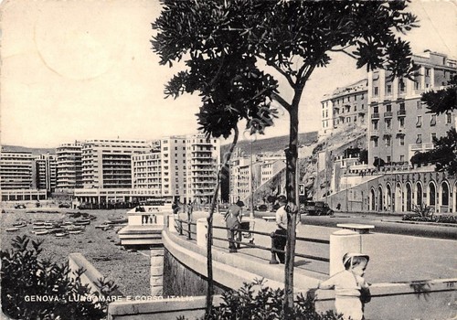 Cartolina - Genova - Lungomare - Corso Italia - 1954