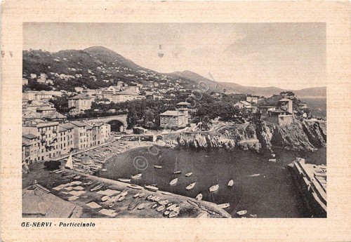 Cartolina - Genova Nervi - Porticciolo dall'alto - 1954