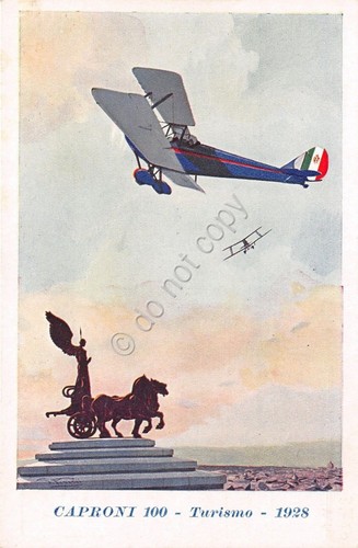 Cartolina - Illustrata - aereo - Caproni 100 - Turismo …