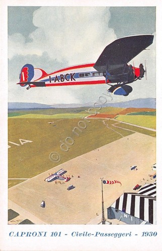 Cartolina - Illustrata - aereo - Caproni 101 - Civile …