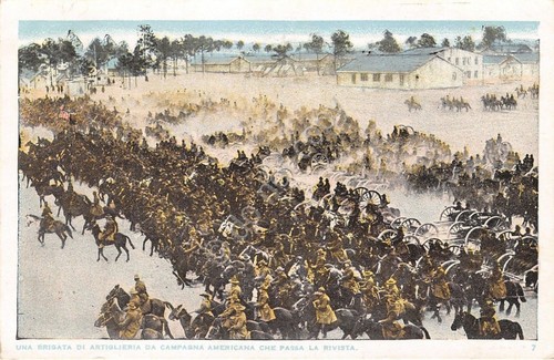 Cartolina - Illustrata - Artiglieria da campagna - Brigata Americana …