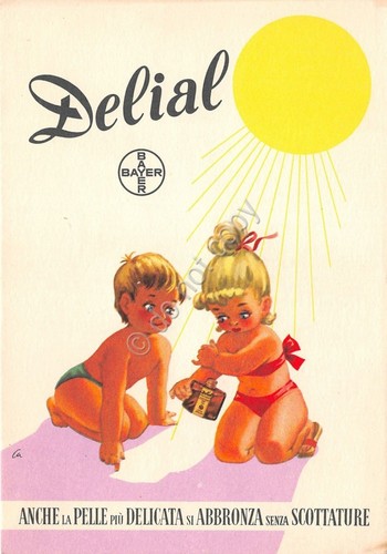 Cartolina - Illustrata - Bayer - crema solare Delial - …