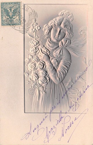 Cartolina - Illustrata - Donnina - Liberty - in rilievo …