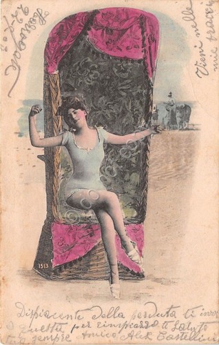 Cartolina - Illustrata - Donnina - tutù e scarpe da …
