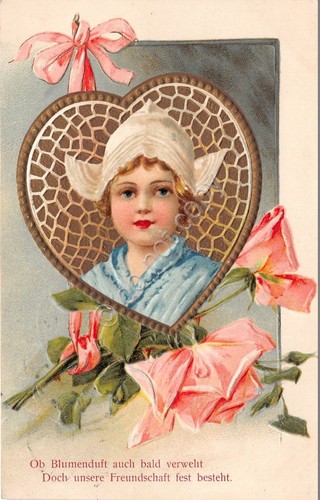 Cartolina - Illustrata - Innamorati - Bambina - cuore - …