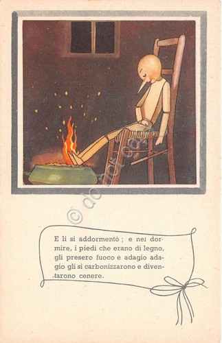 Cartolina - Illustrata - Pinocchio - i piedi di legno …