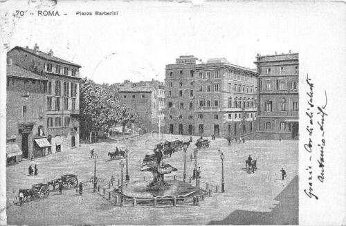 Cartolina - Illustrata - Roma - Piazza Barberini - Carrozza …