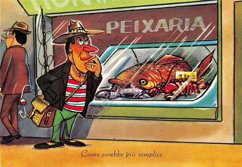 Cartolina - Illustrata - Umoristica - Pesca - pescatore - …