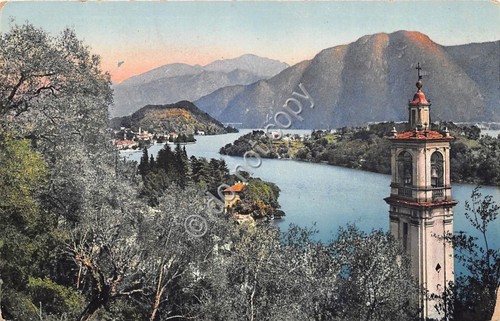 Cartolina - Illustrata Lago di Como e Isola Comacina