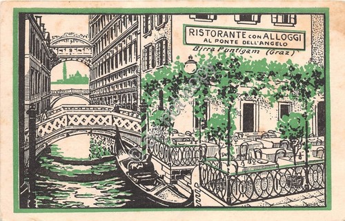 Cartolina - Illustrata Pubblicitaria Venezia Ponte dell' Angelo Ristorante