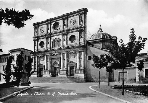 Cartolina - L'Aquila - Chiesa di San Bernardino - 1954
