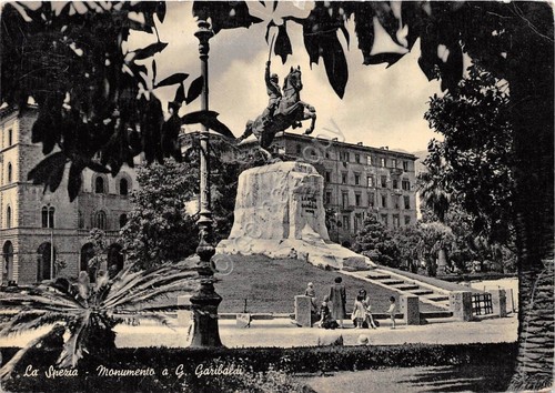 Cartolina - La Spezia - Monumento a Garibaldi - 1955