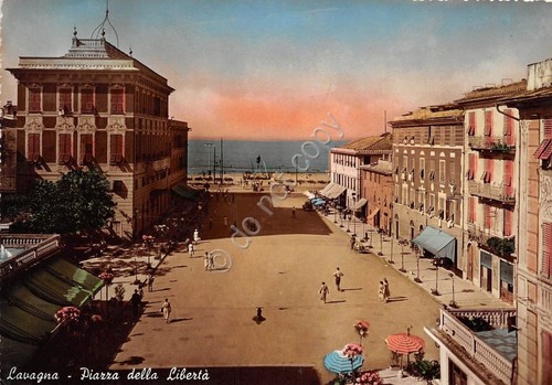 Cartolina - Lavagna - Piazza della Libertà - 1952