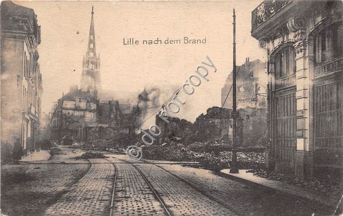 Cartolina - Lille nach dem Brand 1915