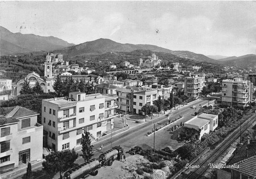 Cartolina - Loano - Via Aurelia dall'alto - anni '60