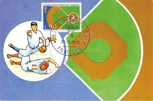 Cartolina - Maximum - Baseball - giocatori in casa base …