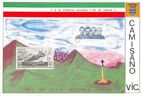 Cartolina - Medaglie al Valor Militare - Camisano - Timbro …